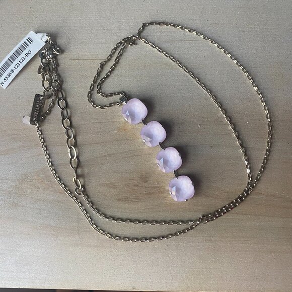 NWT Mariana Pink White Cushion Cut Crystal Pendant Necklace Silver Tone whimsy - Picture 6 of 8